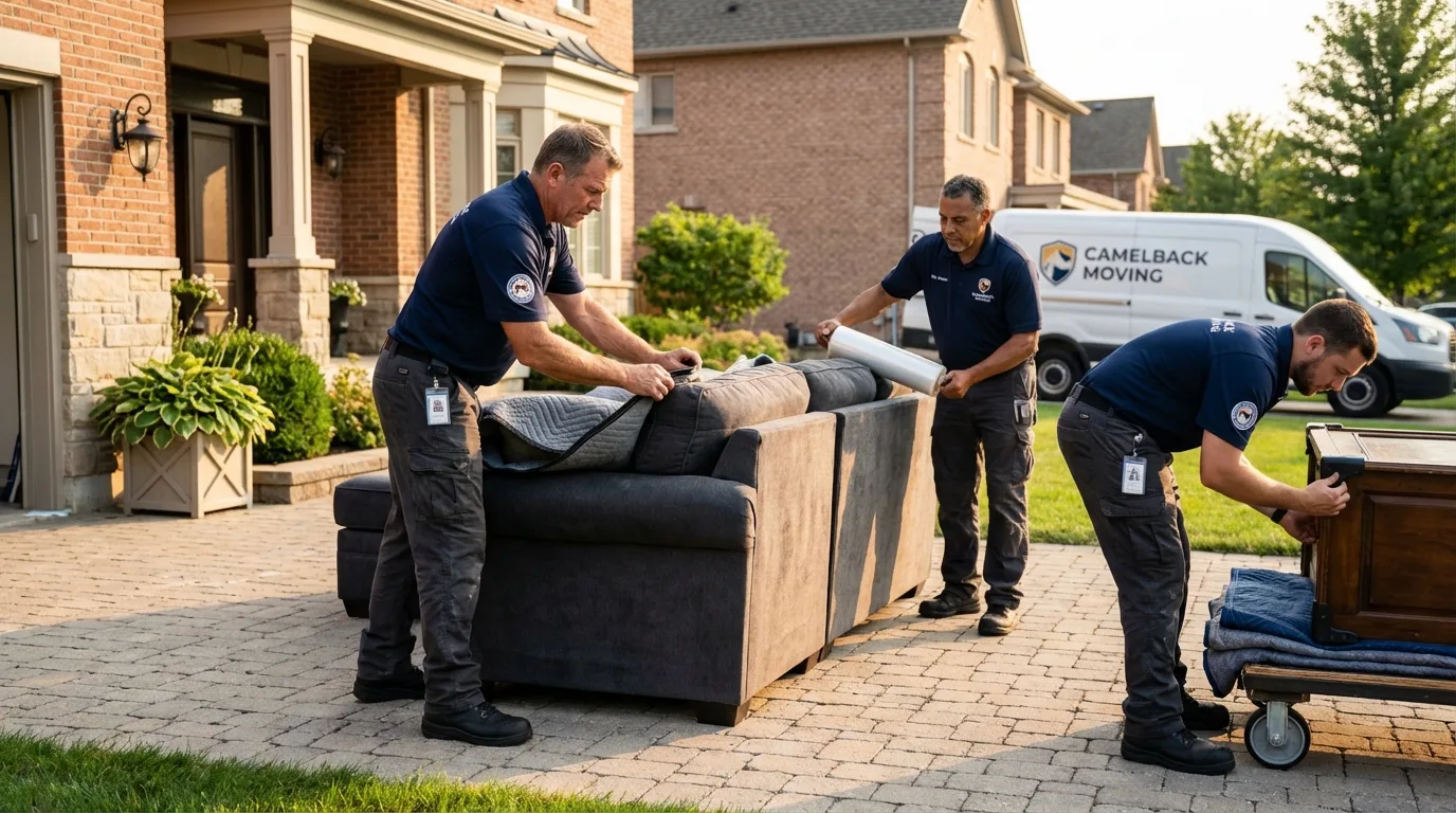 Large estate moving crew wrapping furniture in Olyphant, PA